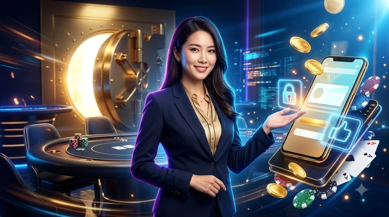 bieu-tuong-khien-vang-voi-dau-kiem-xung-quanh-la-cac-bieu-tuong-tro-choi-thanh-toan-ho-tro-va-khuyen-mai Biểu tượng khiên vàng với dấu kiểm, xung quanh là các biểu tượng trò chơi, thanh toán, hỗ trợ và khuyến mãi