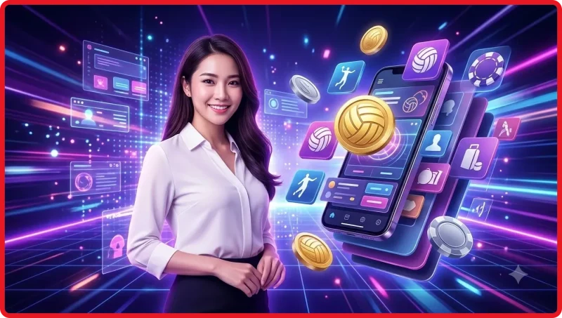 Cá cược bóng chuyền là gì - minh họa sân bóng chuyền với biểu tượng cá cược