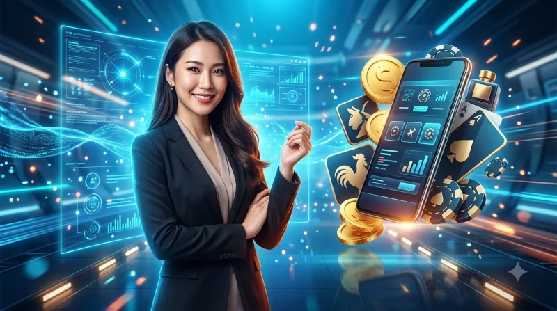 ga-thomo-chien-ke-oai-ve-trong-san-dau-phong-cach-nghe-thuat-dien-anh-voi-anh-sang-neon-va-vang Gà Thomo chiến kê oai vệ trong sân đấu, phong cách nghệ thuật điện ảnh với ánh sáng neon và vàng