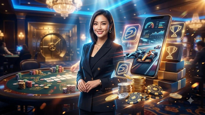 Giao diện cá cược đua xe online hiện đại trên điện thoại và máy tính